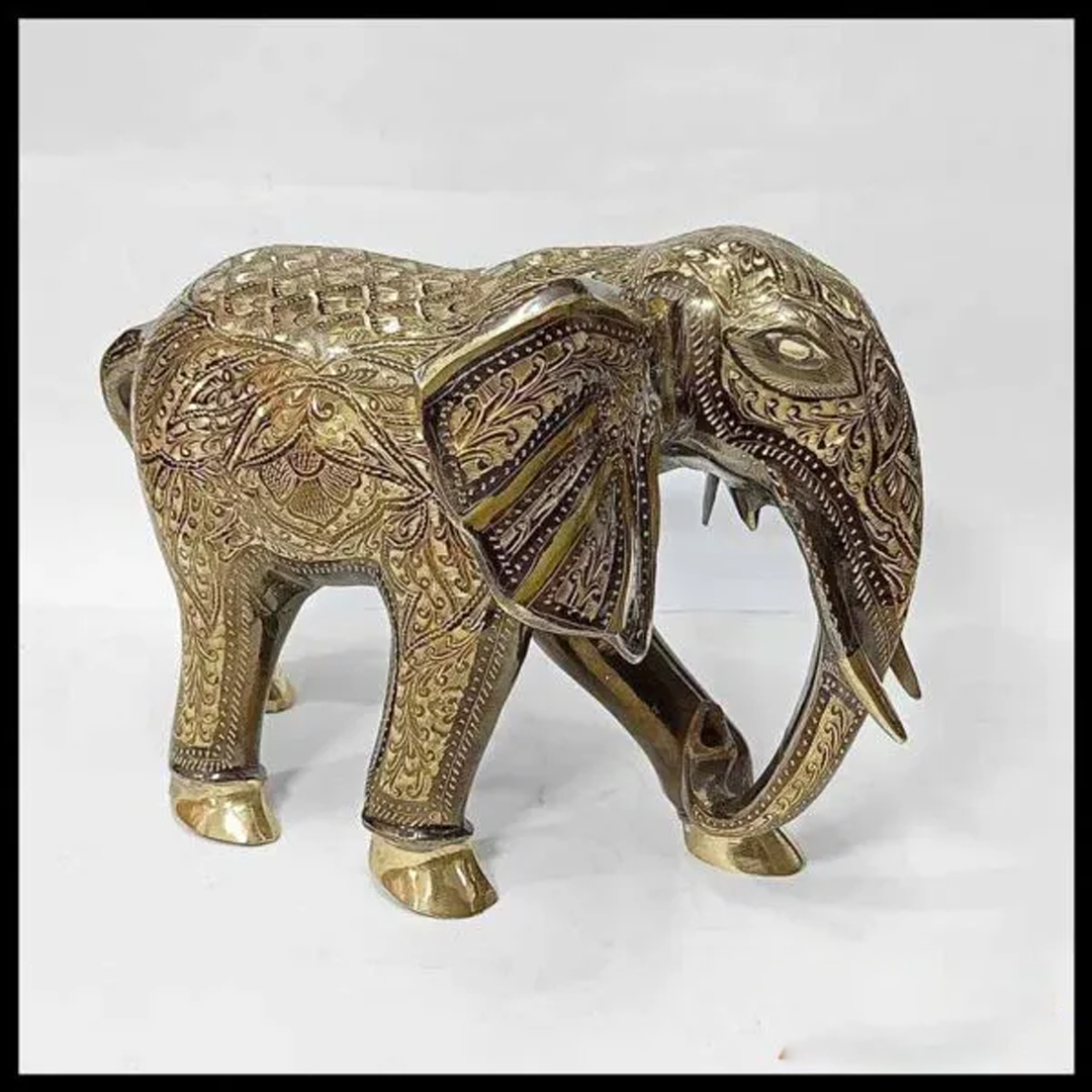 Elegant Handcrafted Brass Elephant Statue – Intricately Detailed Decor Piece (56-Cm) - Image 4