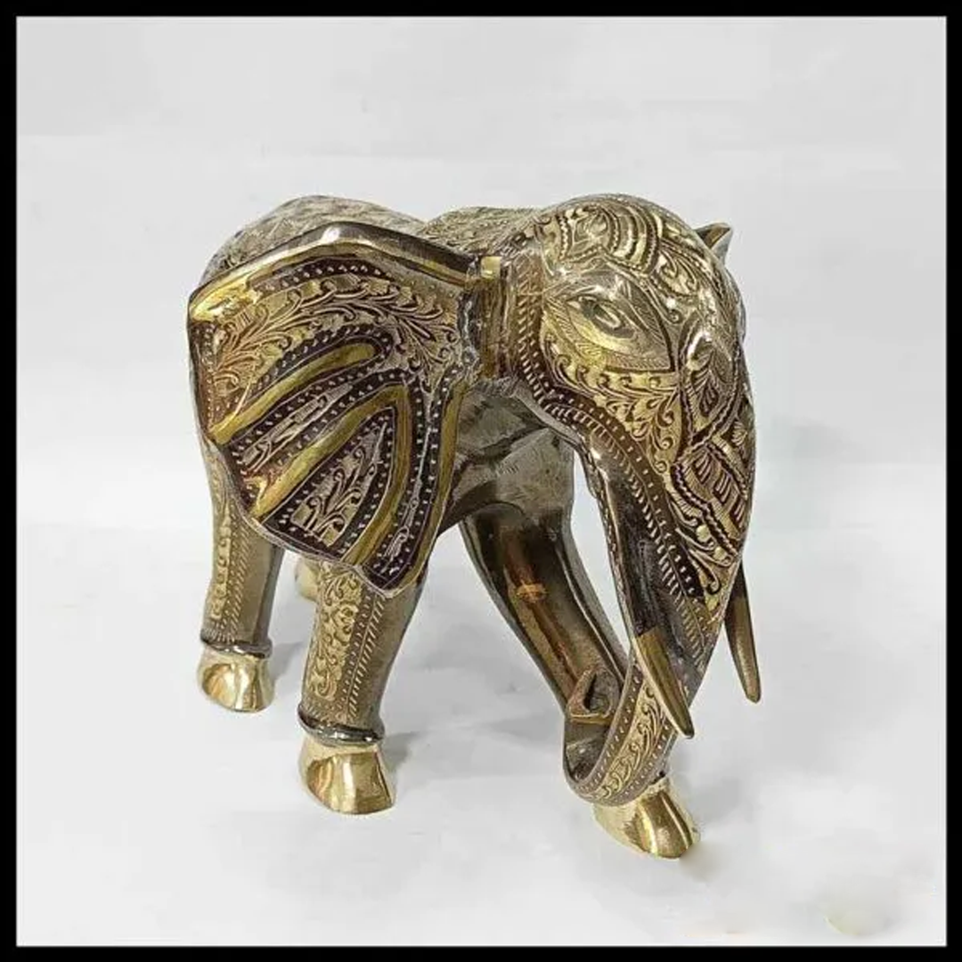 Elegant Handcrafted Brass Elephant Statue – Intricately Detailed Decor Piece (56-Cm) - Image 5