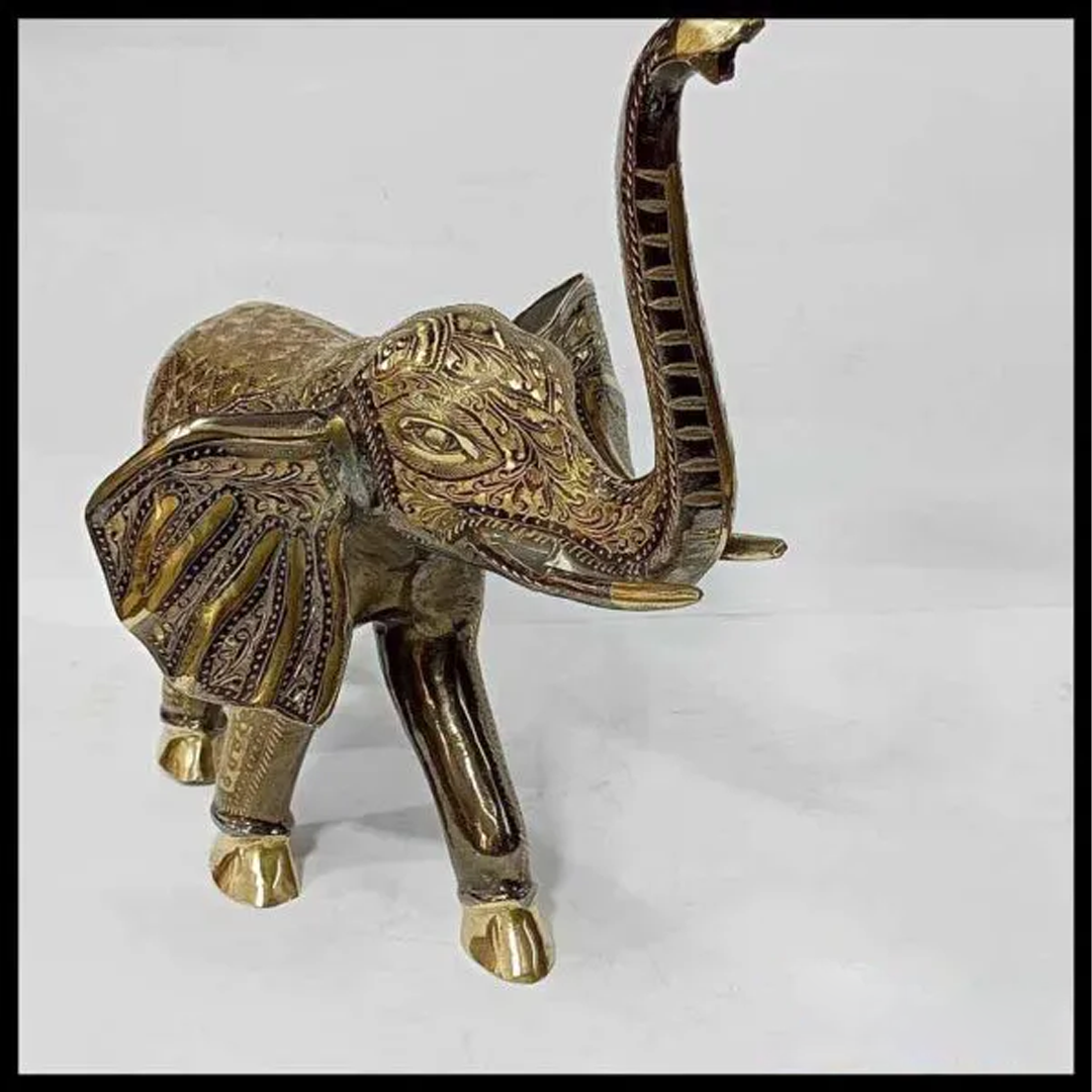 Elegant Handcrafted Brass Elephant Statue – Intricately Detailed Decor Piece (56-Cm) - Image 6