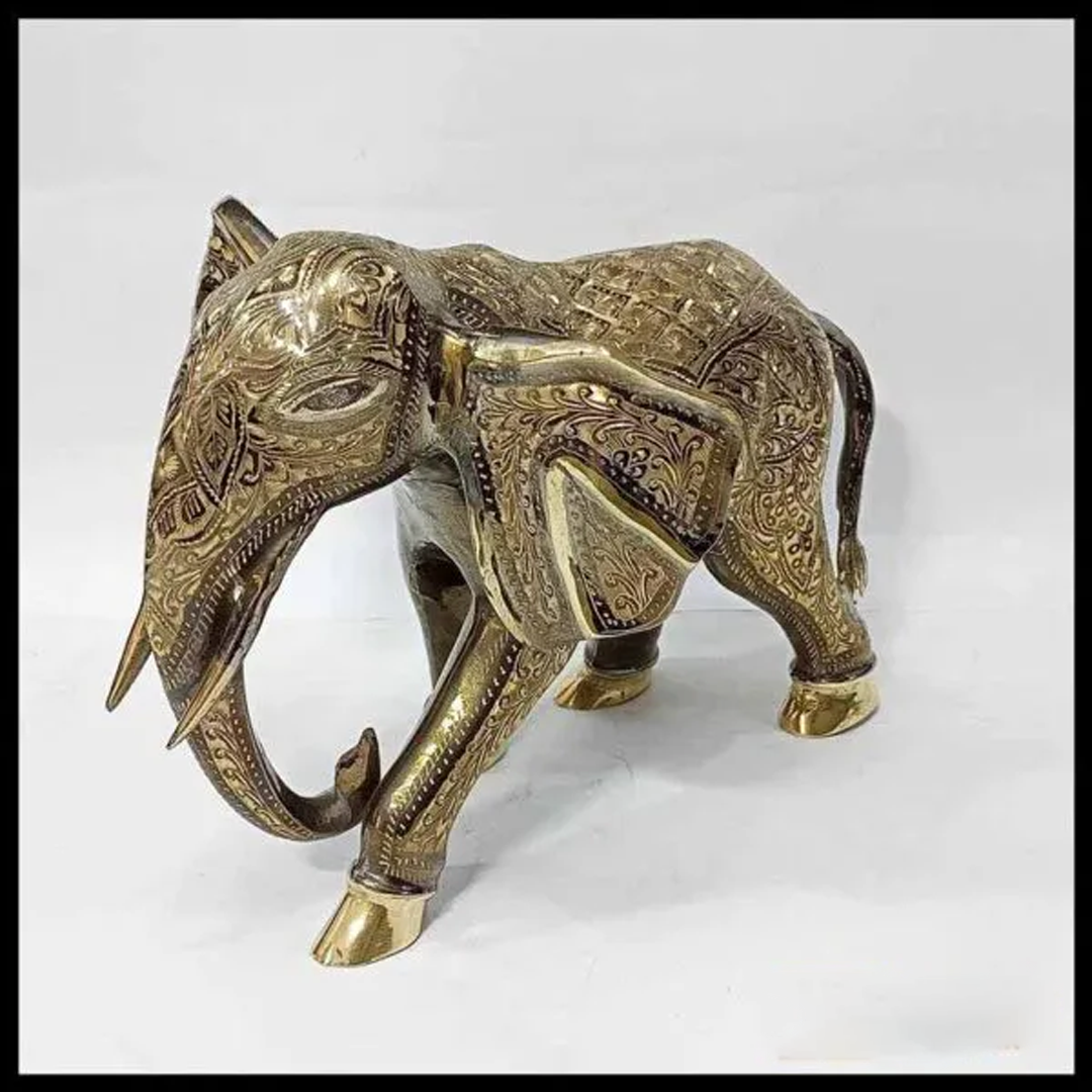 Elegant Handcrafted Brass Elephant Statue – Intricately Detailed Decor Piece (56-Cm) - Image 6