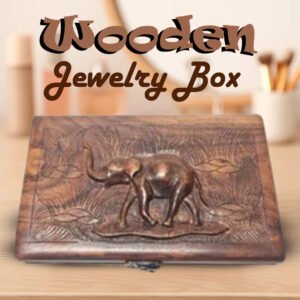 “Elegant Wooden Jewelry Box with Elephant Design – Timeless Craftsmanship” 20 x 13cm