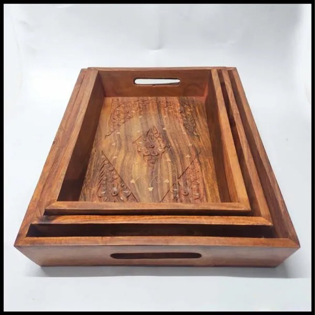 Wooden Tray 3pcs Set – Elegant, Multi-Purpose Serving Trays for Home & Kitchen - Image 4