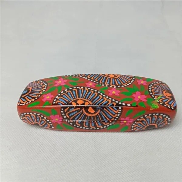 Colorful mandala-inspired truck art glasses case