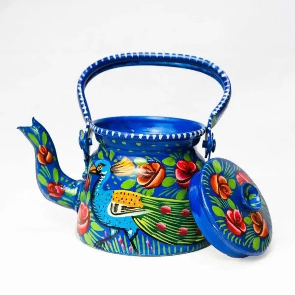 Floral truck art tea set – blue
