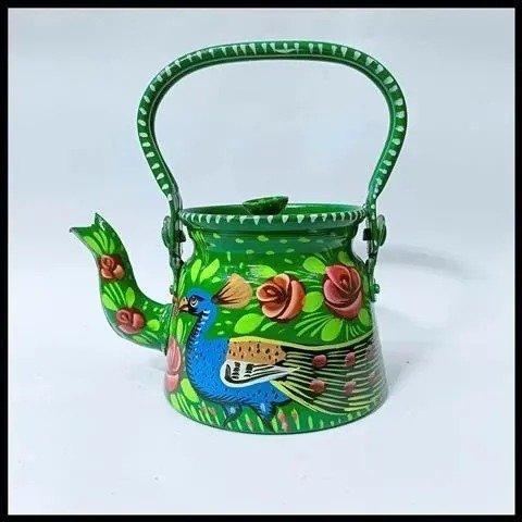 Green Truck Art Kettle with Pink Flowers
