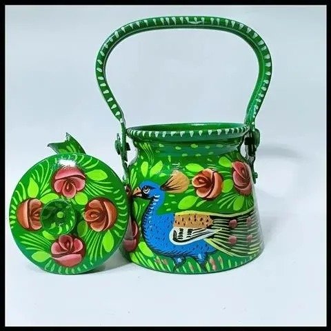 Floral Painted Kettle – Green Side View