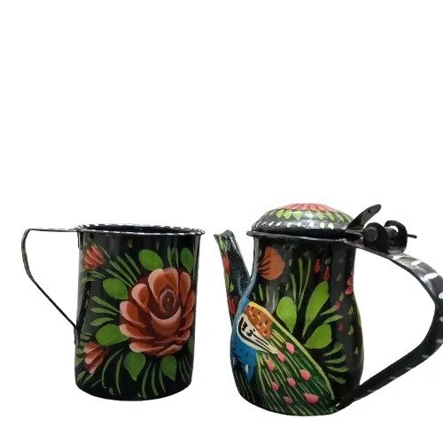 Black truck art kettle with cup