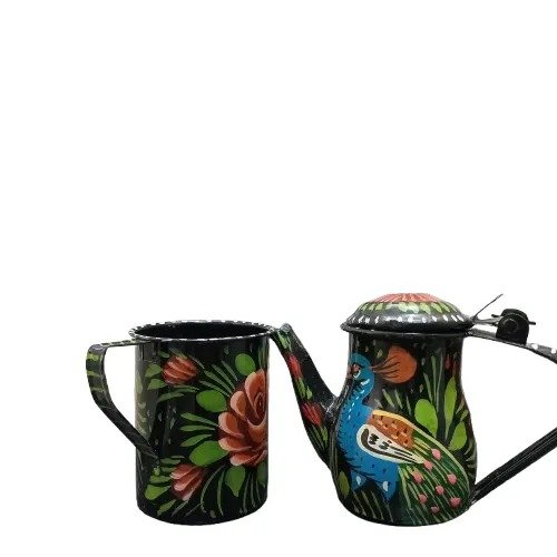 Black truck art kettle with cup