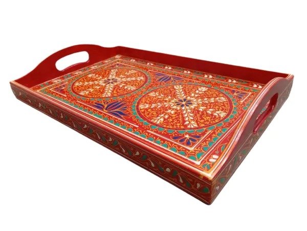 Red tray close-up pattern