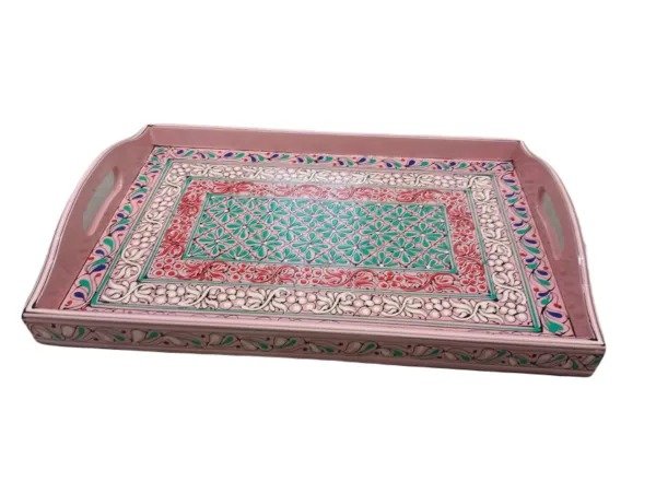 Pakistani Handcrafted Tray – Diagonal View