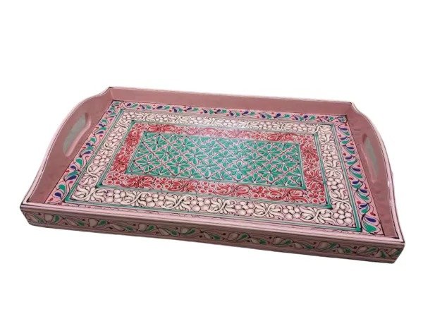 Pakistani Handcrafted Tray – Angled Right