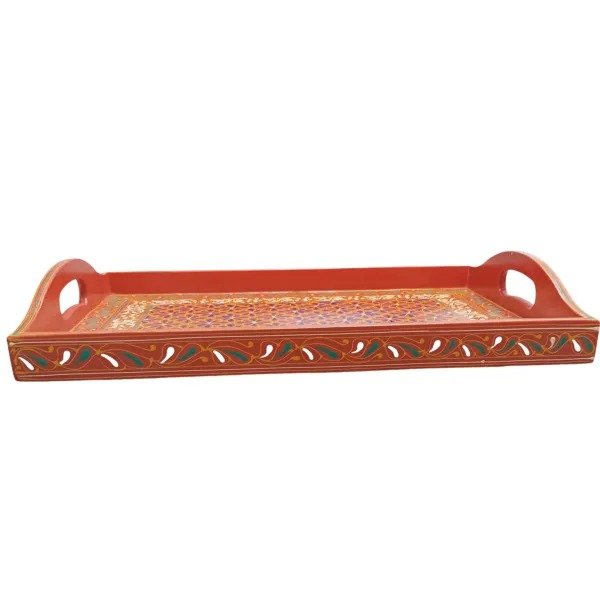 Corner angle of wooden serving tray