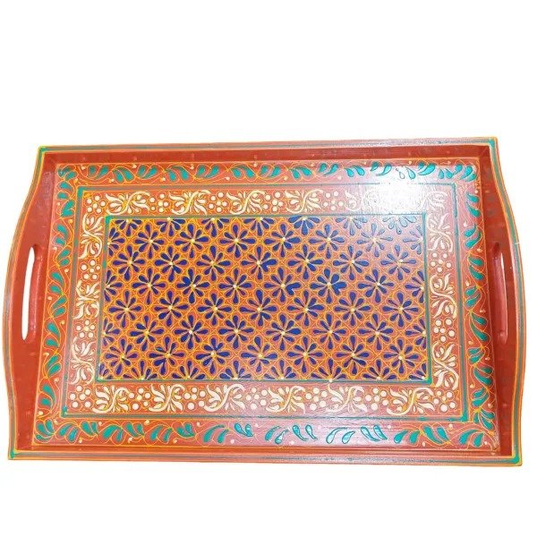 Tray handle with floral truck art