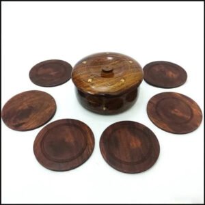 Wooden Tea Coasters 6pcs (13cm)