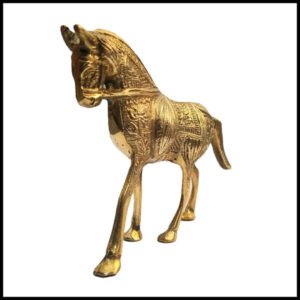 Brass Golden Horse (Size: 15 cm)