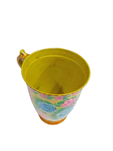 Right side view of pastel floral water jug – Pakistani truck art
