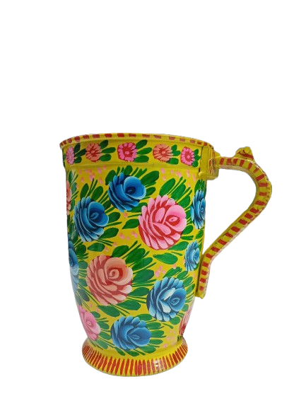 Back view of decorative truck art jug – hand-painted details