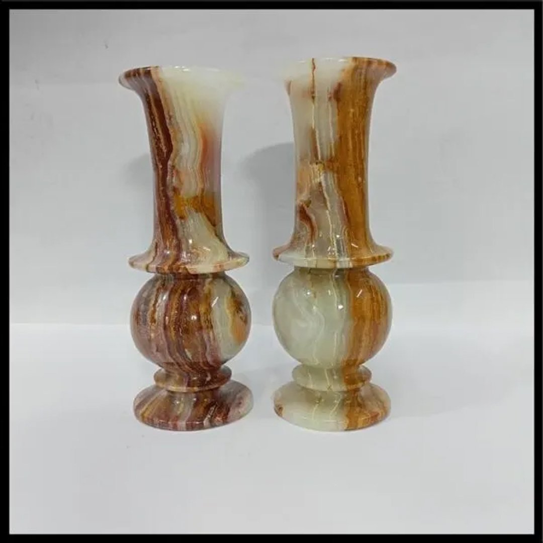 Onyx Flower Vase Pair for Home Décor Size 7.5×20 cm - Image 2