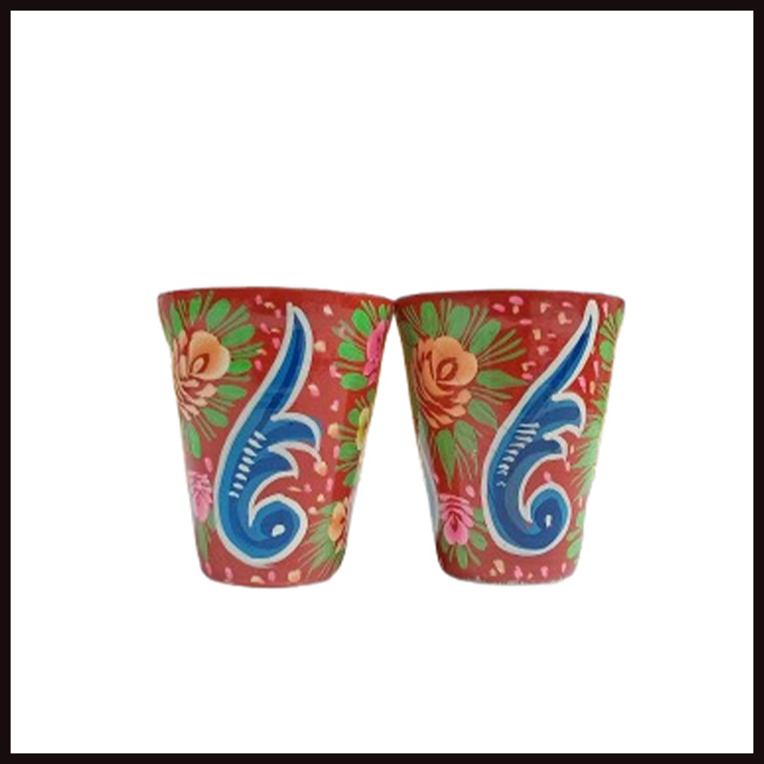 Hand-painted Pakistani glass set