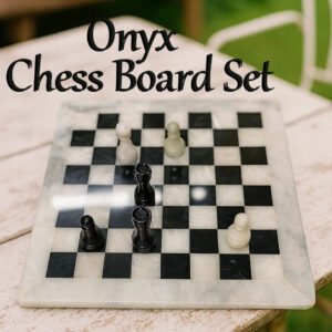 Handmade Onyx Chess Board Set Size 30 cm