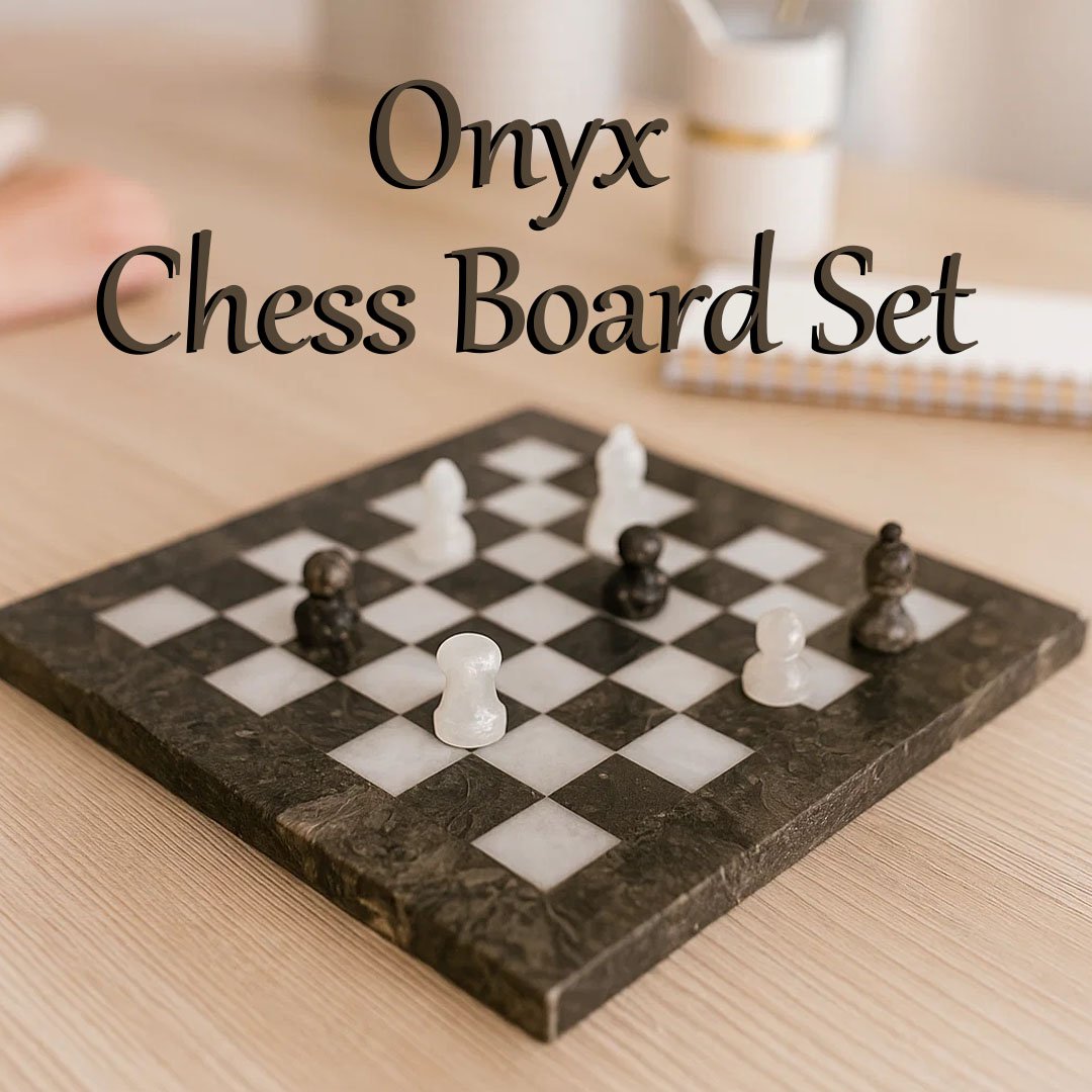 Handmade Onyx Chess Board Set Size 30 cm