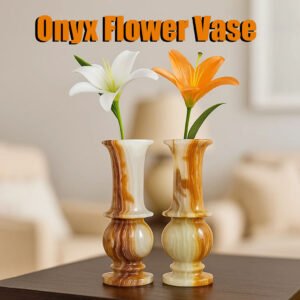 Onyx Flower Vase Pair for Home Décor Size 7.5×20 cm
