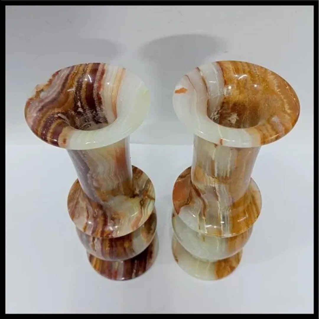 Onyx Flower Vase Pair for Home Décor Size 7.5×20 cm - Image 3