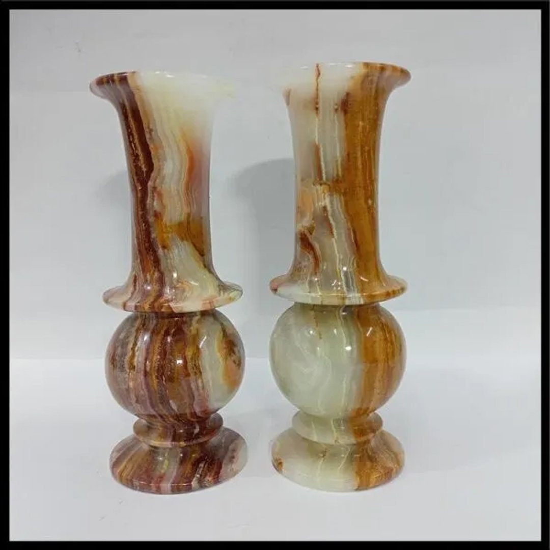 Onyx Flower Vase Pair for Home Décor Size 7.5×20 cm - Image 4