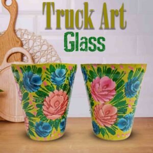Truck Art Glass/Pakistani Hand painted Glass (2 Piece Set) (Size: H:11cmXD:9cm)