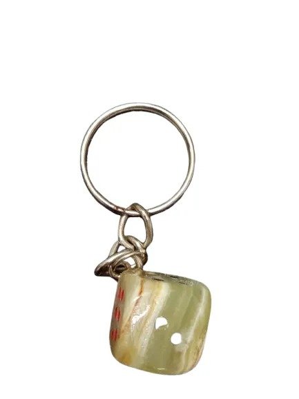 Handcrafted Onyx Marble Dice Keychain - Image 3