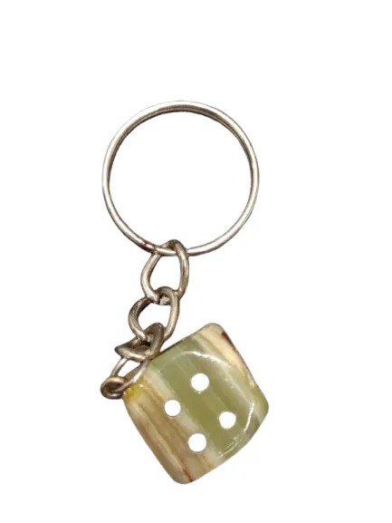Handcrafted Onyx Marble Dice Keychain - Image 4