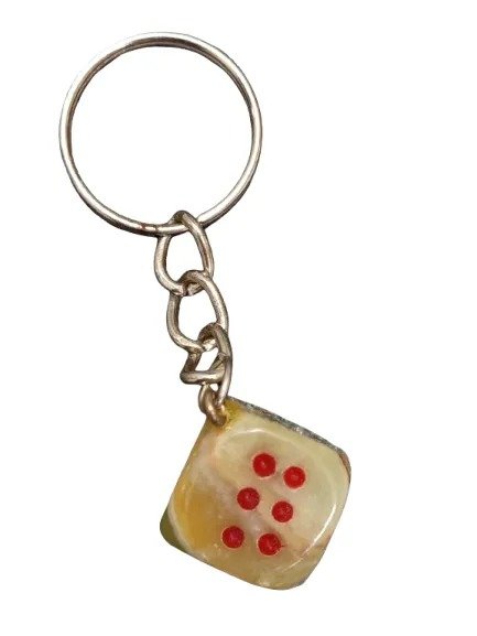 Handcrafted Onyx Marble Dice Keychain - Image 5