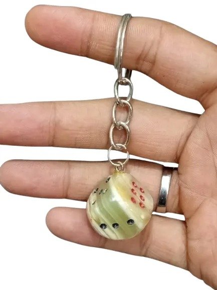 Handcrafted Onyx Marble Dice Keychain - Image 6