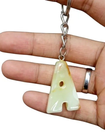 Handcrafted Onyx Marble Alphabetic Keychain - Image 4
