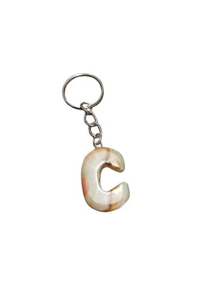 Handcrafted Onyx Marble Alphabetic Keychain - Image 5