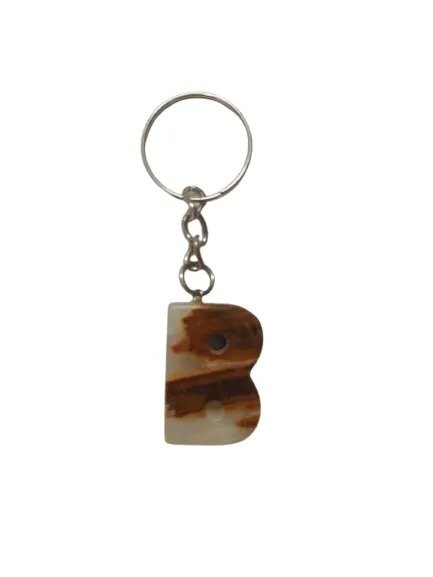 Handcrafted Onyx Marble Alphabetic Keychain - Image 5