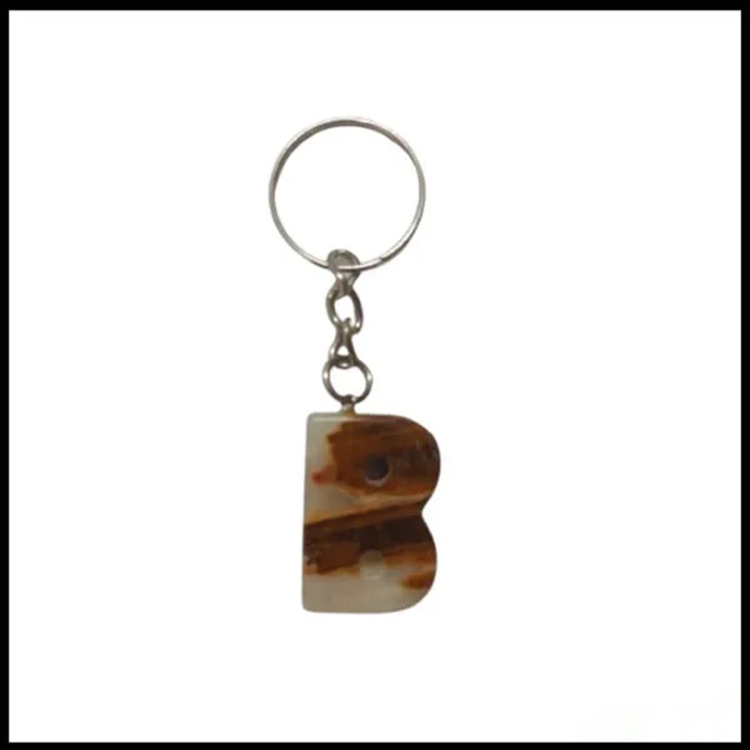Handcrafted Onyx Marble Alphabetic Keychain - Image 2