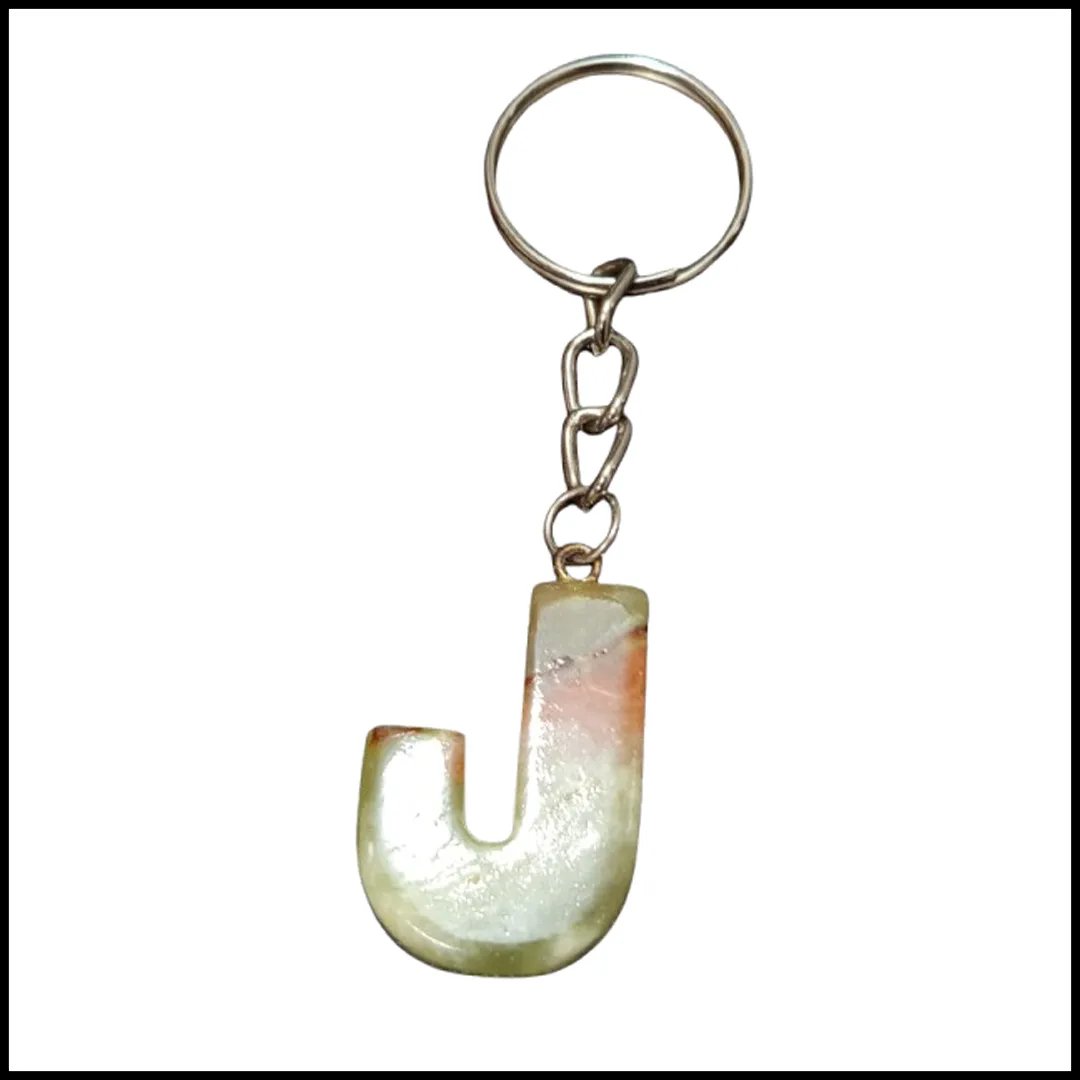 Handcrafted Onyx Marble Alphabetic Keychain - Image 2