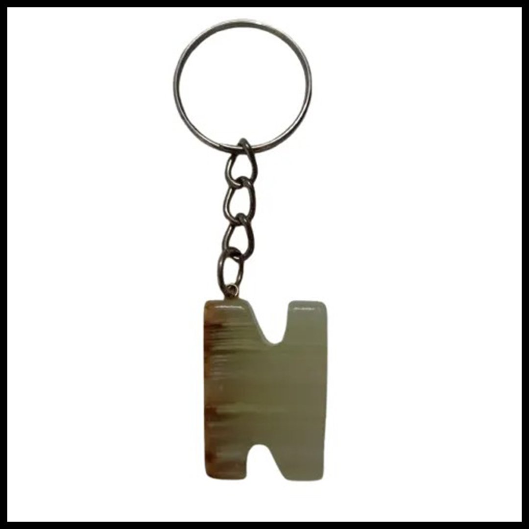 Handcrafted Onyx Marble Alphabetic Keychain - Image 2