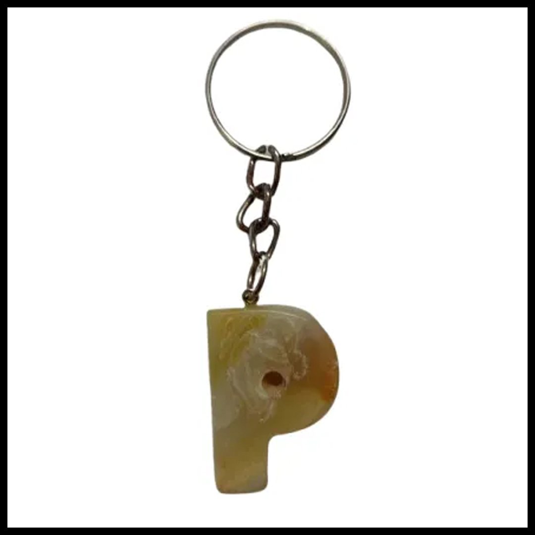 Handcrafted Onyx Marble Alphabetic Keychain - Image 2