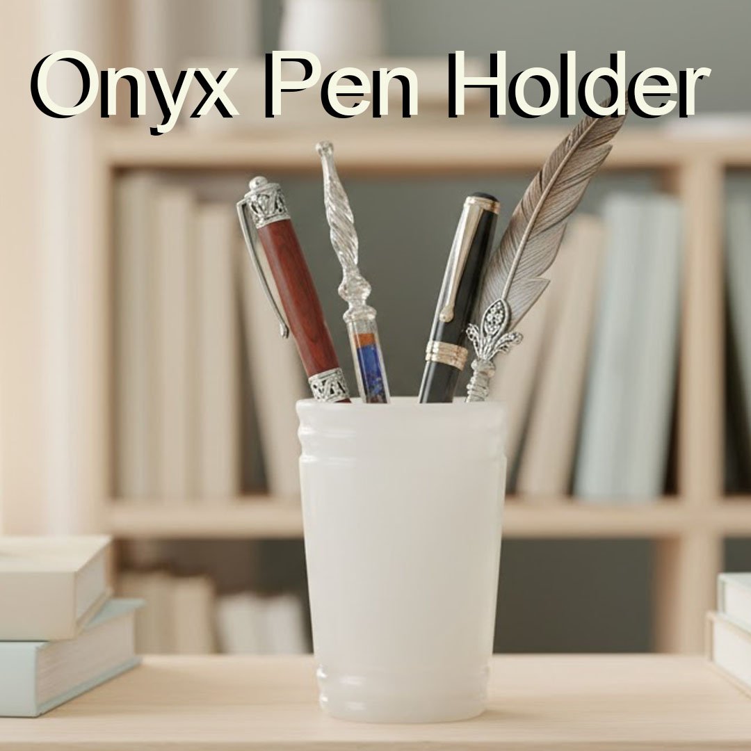 Onyx Pen Holder (Size-H:12cm X W:7cm)