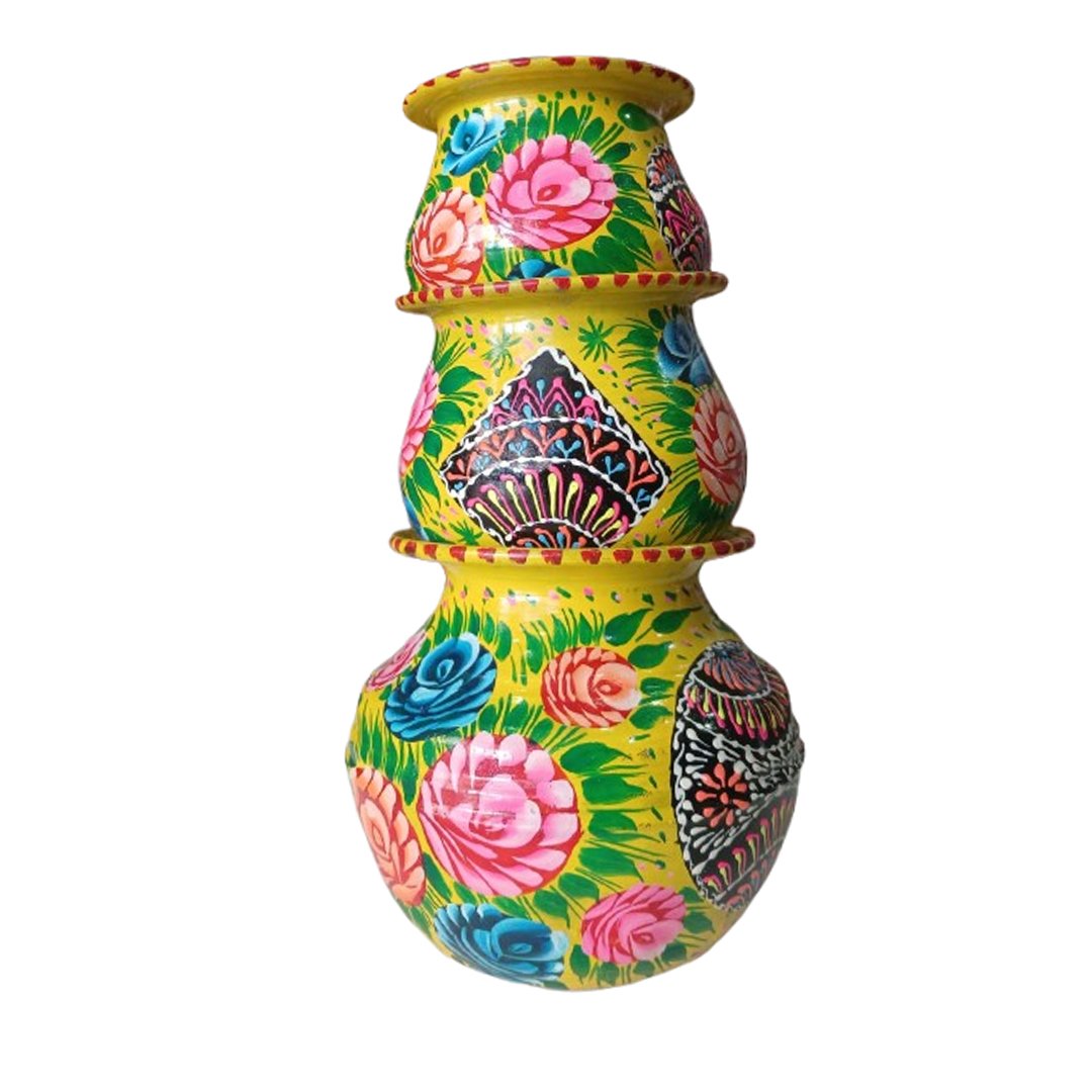 Truck Art Pot Set/Pakistani Hand Painted Matki Set/Truck Art Pakistan Home Decoration Handi Set/Pakistani Handicraft/Best Gift Item (3 pcs) - Image 3