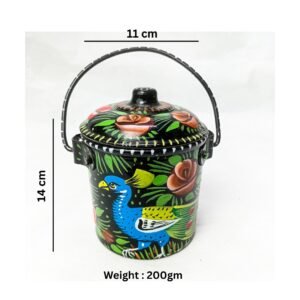 Metal Bucket with Floral Truck Art – (Size : 14cmx11cm) beautiful design ,Traditional Pakistani Decorative Craft for Home Styling, Small Item Storage and Gifting , best gift for mom