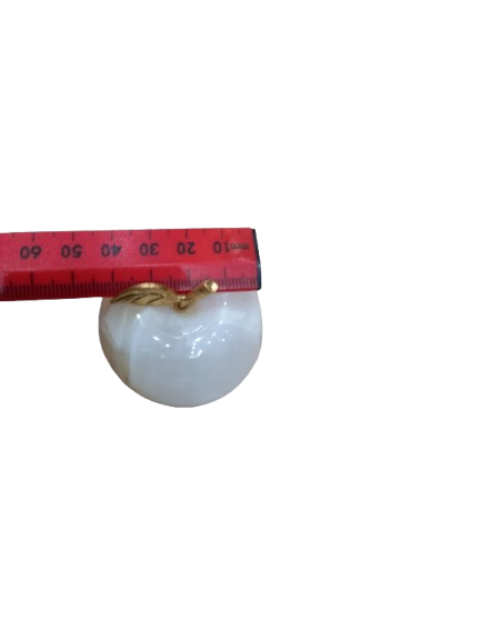 Elegant Onyx Stone Apple Decor with Golden Leaf Size: 7 cm - Image 4