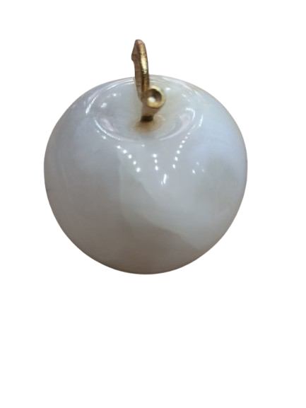 Elegant Onyx Stone Apple Decor with Golden Leaf Size: 7 cm - Image 6