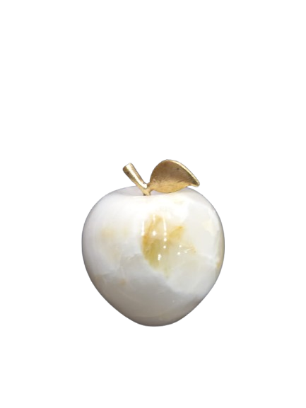 Elegant Onyx Stone Apple Decor with Golden Leaf Size: 7 cm - Image 10