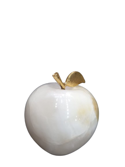 Elegant Onyx Stone Apple Decor with Golden Leaf Size: 7 cm - Image 7