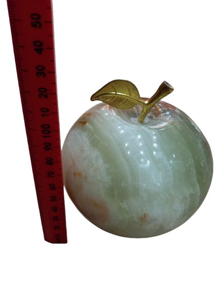 Elegant Onyx Stone Apple Decor with Golden Leaf Size: 7 cm - Image 12