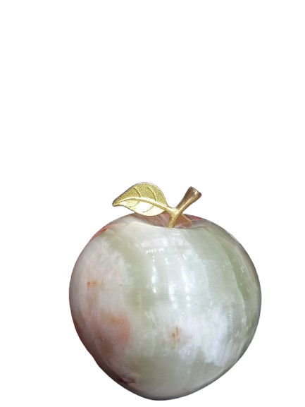 Elegant Onyx Stone Apple Decor with Golden Leaf Size: 7 cm - Image 13