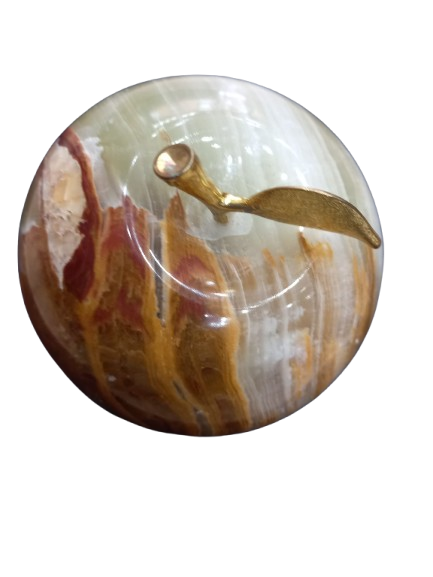 Elegant Onyx Stone Apple Decor with Golden Leaf Size: 7 cm - Image 15